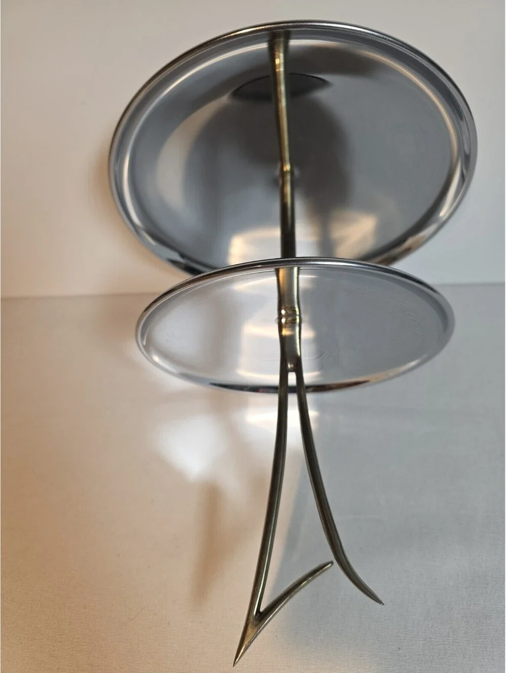 Kromex MCM 11” Atomic 2 Tier Tidbit Serving Tray Chrome